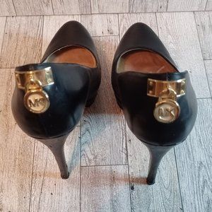 Michael Kors Black High Heel Pumps With Lock on Back
